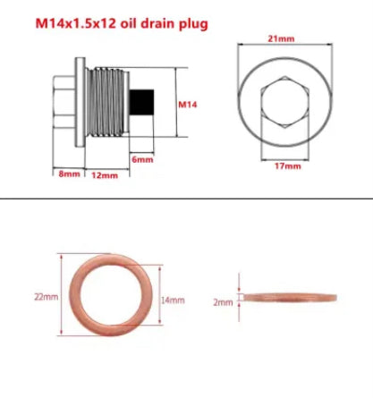 Oil Drain Plug M14 x 1.5 x 12mm Titanium Honda / Acura and more