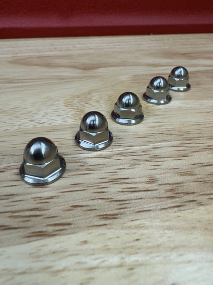 Titanium Acorn Nuts- M6x1.0 Metric Domed B,D,F,H K Series Grade 5